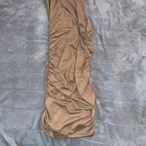 Poplar 21 Tan scrunched sides dress